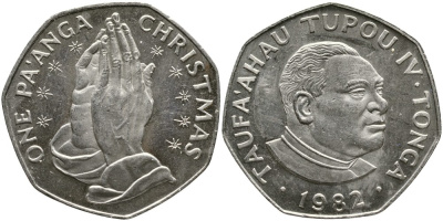 Тонга 1 паанга 1982 Рождество, тираж 5.000 экземпляров KM 77 медно-никель UNC 4531-1233