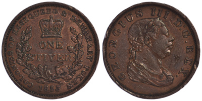 Эссекибо и Демерара (Британская Гвиана) 1 стивер 1813 Георг III KM 10 медь 1525-1044