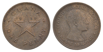 Гана 1 пенни 1958 год-тип KM 2 бронза 4656-714