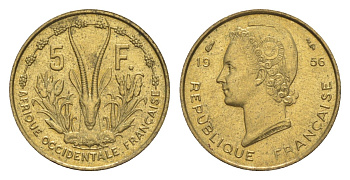 Французская Западная Африка 5 франков 1956 KM 5 медь алюминий UNC 4636-212