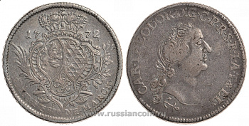 Юлих-Берг 1 талер 1772 PM, Карл Теодор KM 214, Dav. 2369 серебро 00-815-34