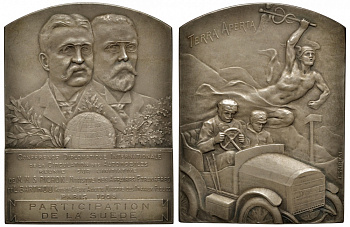 Франция плакетка 1909 первая Международная конференция по дорожному движению серебро 02-018-12-2