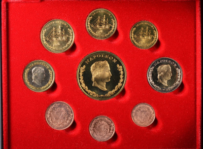 Остров Святой Елены евронабор из 9 монет (с 5 евро), Наполеон ND пробники, PROBA, в оригинальной коробке, с сертификатом    PROOF  4-3-4-07