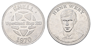Нидерланды жетон Shell - Чемпионат мира по футболу 1970 года - сборная Голландии - Хенк Вери 1970 диаметр 30 мм, вес 3,3 гр алюминий 4692-821