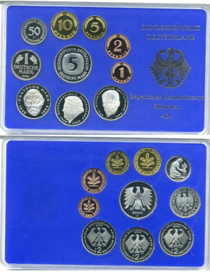 ФРГ государственный набор из 10 монет 2000 D    PROOF  3-5-3-34