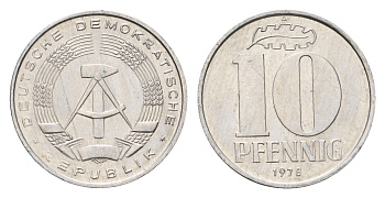 ГДР 10 пфеннигов 1978 A KM 10 алюминий 4685-1068