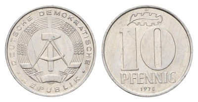 ГДР 10 пфеннигов 1978 A KM 10 алюминий 4685-1068