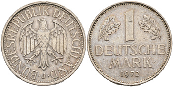 ФРГ 1 марка 1972 J KM 110, J. 385 медно-никель 4681-1226