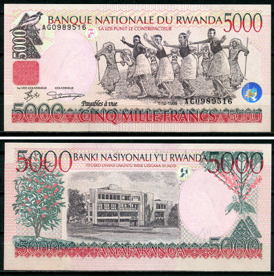 Руанда 5000 франков 1998 танцоры Pick 28 a  бумага  UNC (пресс) 7200-4-3
