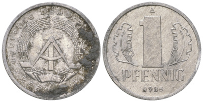 ГДР 1 пфенниг 1985 А KM 8.2 алюминий 4651-118