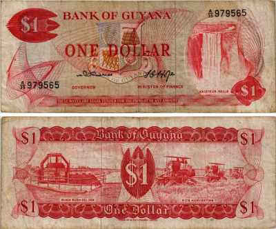 Гайана 1 доллар ND (1966-1992) William D'Andrade, Frank Hope Pick 21 b бумага 7203-67-1