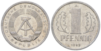 ГДР 1 пфенниг 1983 A KM 8.1 алюминий 4651-1264
