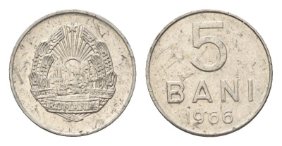 Румыния 5 бань (бани) 1966 год-тип KM 92 сталь плакированная никелем 4685-1234