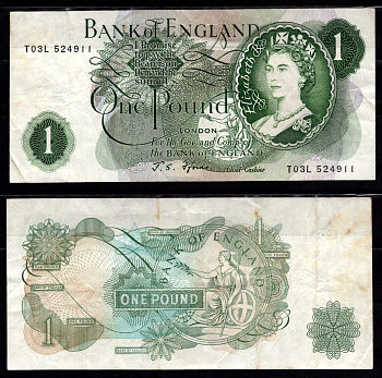Англия 1 фунт ND (1960-1977) Pick 374 e бумага 6317-24-2-1