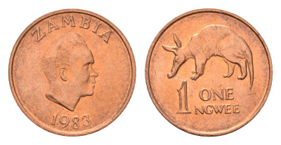 Замбия 1 нгве 1983 KM 9a сталь плакированная медью UNC 4685-555
