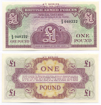 АНГЛИЯ 1 ФУНТ 1962 ДЛЯ ВООРУЖЕННЫХ СИЛ, СЕРИЯ 4 Pick M36 бумага UNC (ПРЕСС) 8588-80-1-2