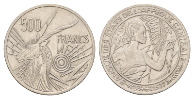 Центральная Африка (BEAC) 500 франков 1977 KM 12 никель 1517-1225