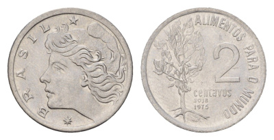 Бразилия 2 сентаво 1975 ФАО - Соя KM 586 нержавеющая сталь UNC 4679-842