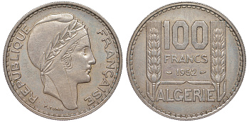 Французский Алжир 100 франков 1952 KM 93 медно-никель 4367-936