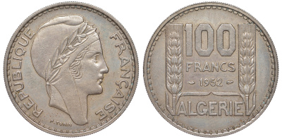 Французский Алжир 100 франков 1952 KM 93 медно-никель 4367-936
