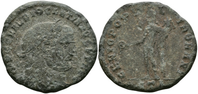 Римская Империя нуммий 297 - 298 Диоклетиан GENIO POPVLI ROMANI Гераклея fine RIC 19а бронза 1073-7-52