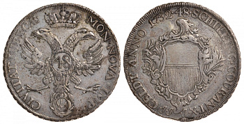 Любек 48 шиллингов = 1 талер 1752 JJJ, KM 168.6, Dav. 2420 E серебро 00-814-79