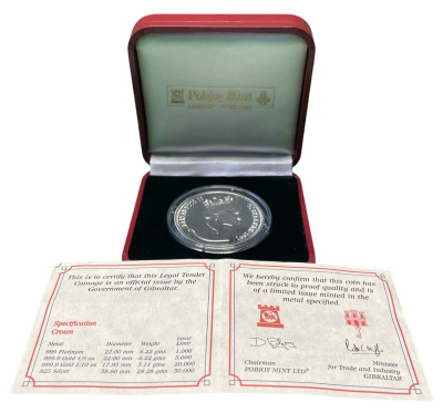 Гибралтар 1 крона 1991 10 лет королевской свадьбы, принцесса Диана, в оригинальной коробке, с сертификатом KM 85а серебро PROOF 3-4-3-34