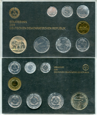 ГДР официальный набор из 7 монет + жетон прометей 1983 тираж 4500 экземпляров, твердый пластик KM MS7 UNC 8-1-04-02