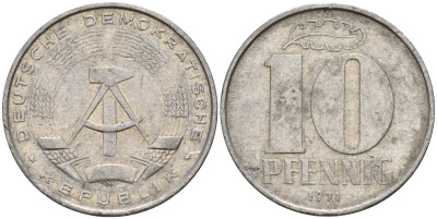 ГДР 10 пфеннигов 1971 A KM 10 алюминий 68-722