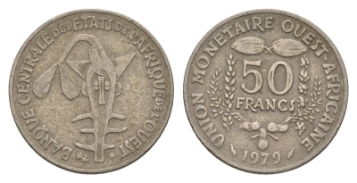 Западная Африка (BCEAO) 50 франков 1979 KM 6 медно-никель 4655-824