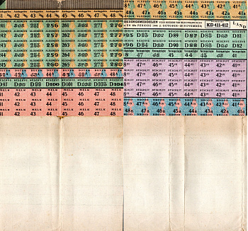 Нидерланды большой набор продуктовых карточек на различные товары 1944 времен второй мировой войны бумага 6285-6-1-1