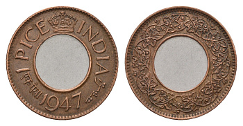 Британская Индия 1 пайс 1947 Георг VI (1936-1952) KM 533 бронза 4689-1264