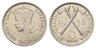 Южная Родезия 6 пенсов 1936 Георг V (1910-1936) KM 2 серебро 270-815