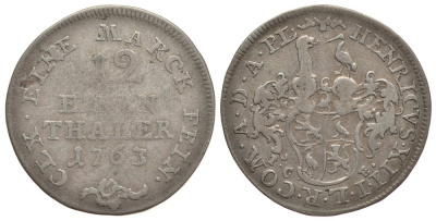 РЕУСС-ШЛЕЙЦ 1/12 ТАЛЕРА 1763 ICE KM 3 серебро 1522-721