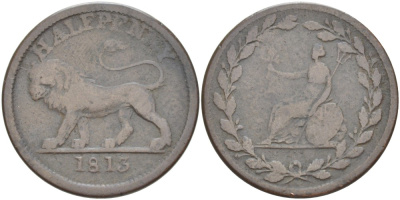 Великобритания 1/2 пенни 1813 британская медная компания - Лев Withers 615медь 4390-353