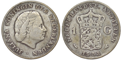 Нидерландские Антилы 1 гульден 1952 Юлиана (1948-1980) KM 2 серебро 36-855