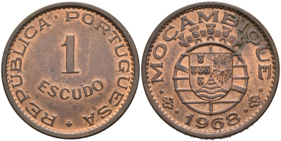 Португальский Мозамбик 1 эскудо 1968 KM 82 бронза 4571-1227