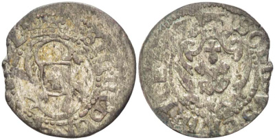 Рига 1 шиллинг (шеляг) 1617 Сигизмунд III (1587-1632), вес 0,81 гр. KM 5 серебро 1517-211