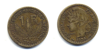 ФРАНЦУЗСКОЕ ТОГО 1 ФРАНК 1924 57-353