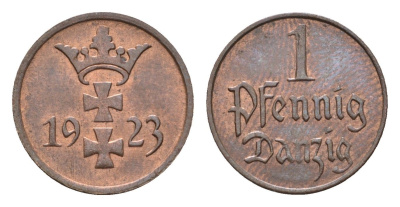Данциг 1 пфенниг 1923 KM 140 бронза UNC 1529-1413
