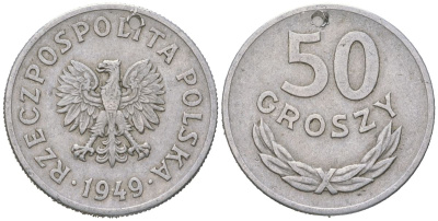 Польша 50 грошей 1949 Y 44a алюминий 94-511