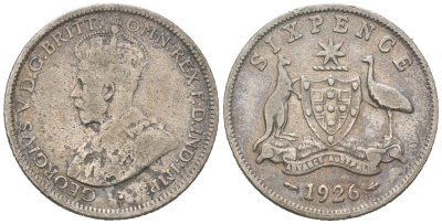 Австралия 6 пенсов 1926 Георг V (1910-1936) KM 25 серебро 4396-1226