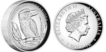 Австралия 1 доллар 2012 кукабара, высокорельефная KM 1829 серебро PROOF 1074-1-44