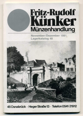 ФРИТЦ-РУДОЛЬФ КЮНКЕР КАТАЛОГ ФИКСИРОВАННЫХ ПРОДАЖ (LAGERKATALOG) 1981 НОЯБРЬ-ДЕКАБРЬ, № 48 00-01-01-39