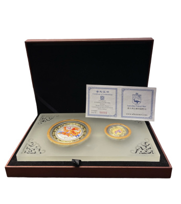 ДР Конго 125 и 240 франков 2012 год дракона, в оригинальной подарочной коробке, тампопечать, № 93, очень редкий  золото, серебро  PROOF  7-3-1-23