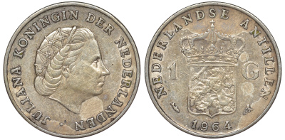 Нидерландские Антилы 1 гульден 1964 Юлиана (1948-1980) KM 2 серебро 36-1026