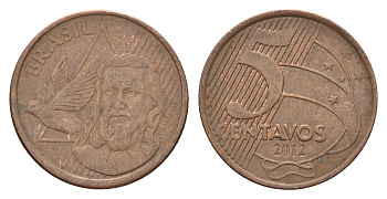 Бразилия 5 сентаво 2012 KM 648 сталь плакированная медью 4686-636
