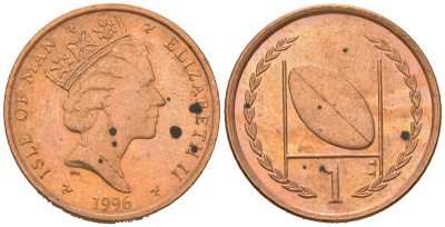 Остров Мэн 1 пенни 1996 Елизавета II (1952-2022) KM 588 сталь плакированная медью 4618-567