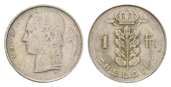 Бельгия 1 франк 1972 Belgie, Бодуэн I (1951-1993) KM 143 медно-никель 4579-821