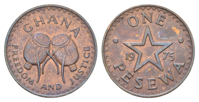 Гана 1 песева 1975 KM 13 бронза UNC 4666-611